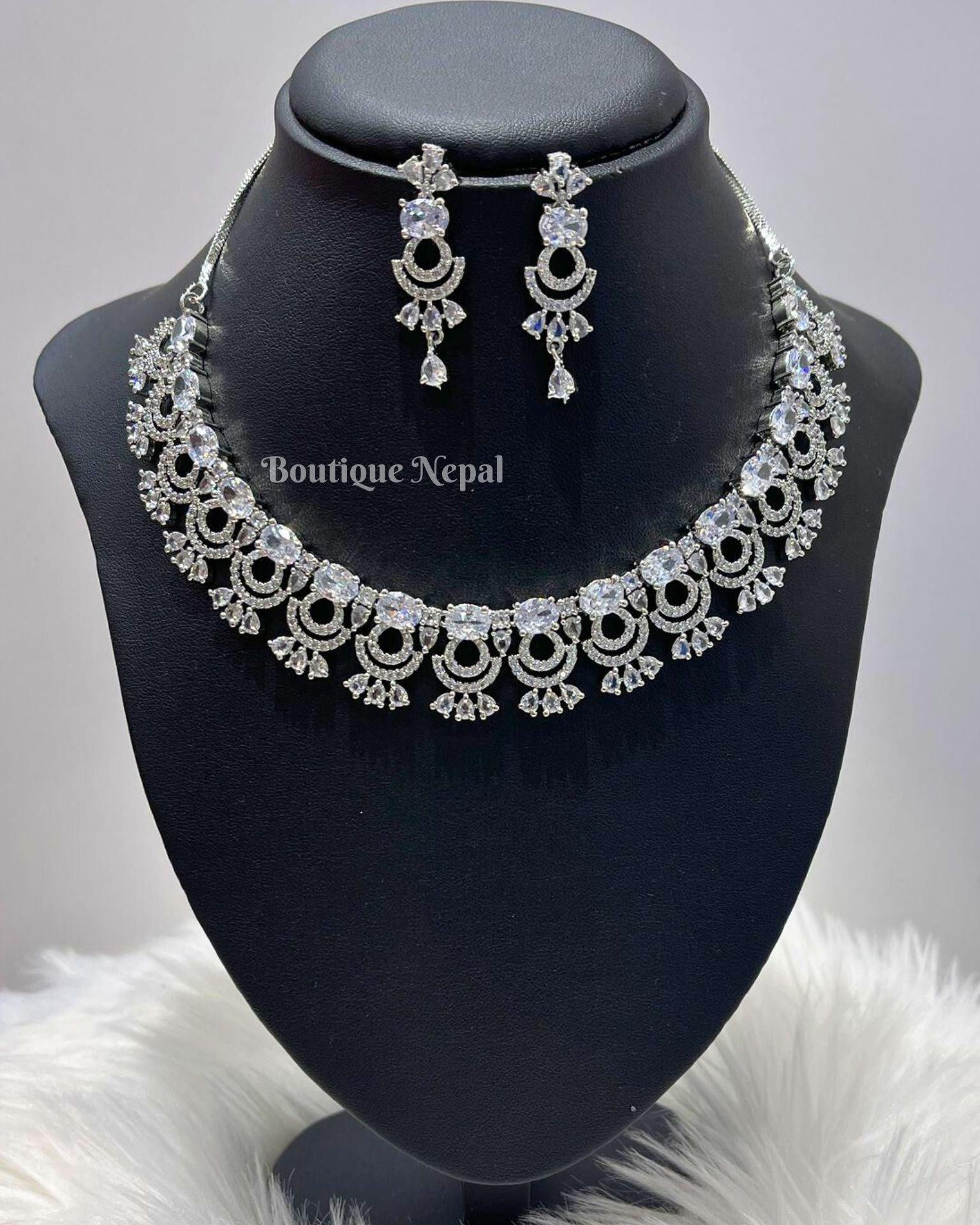 Kanchi American Diamond Necklace Set - Boutique Nepal Au