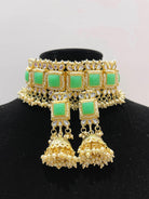 kundan polki choker necklace earrings - Boutique Nepal