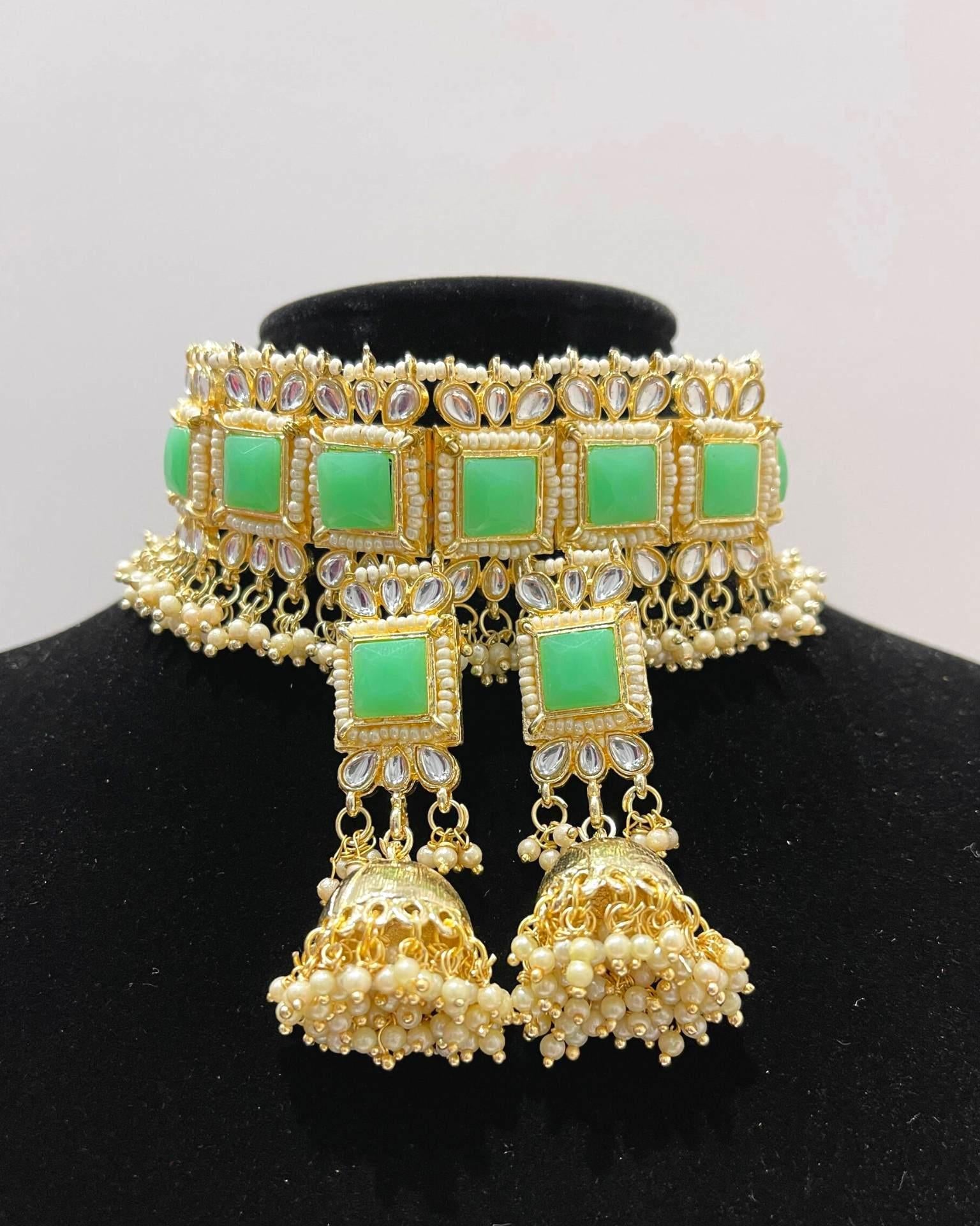 kundan polki choker necklace earrings - Boutique Nepal Au