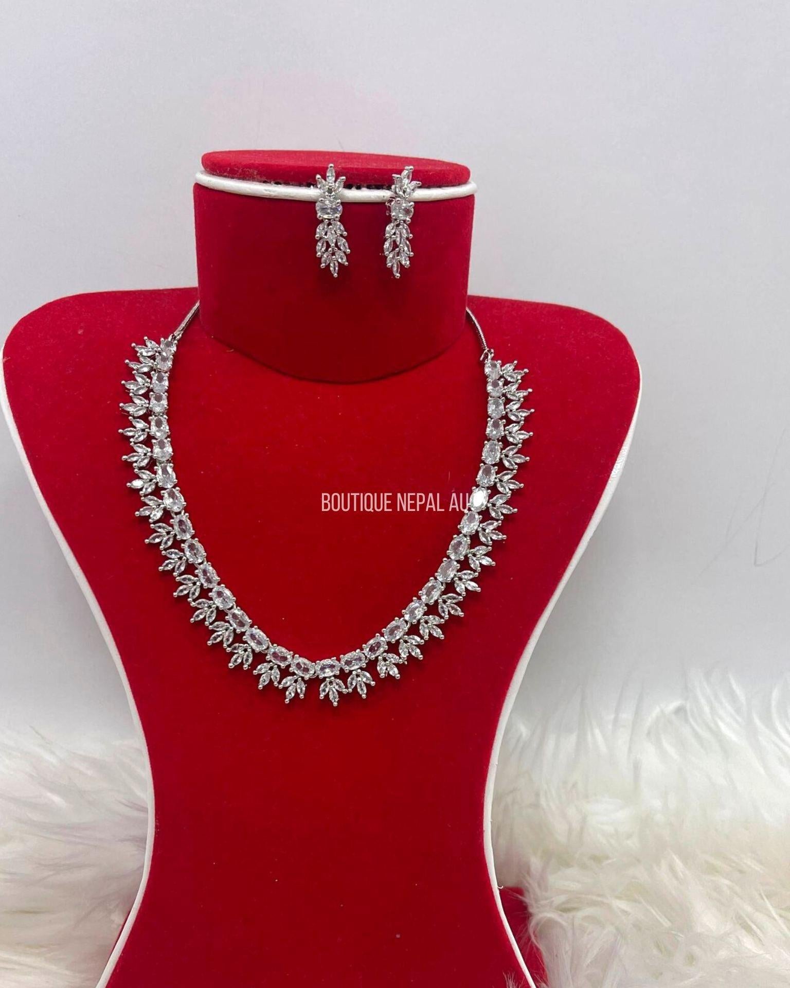 Lajalu American Diamond Necklace Set - Boutique Nepal Au