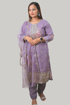 Lavender Hand Embroidered Kurta Set - Boutique Nepal