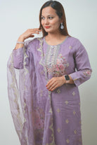 Lavender Hand Embroidered Kurta Set - Boutique Nepal