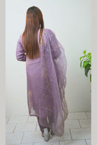 Lavender Hand Embroidered Kurta Set - Boutique Nepal