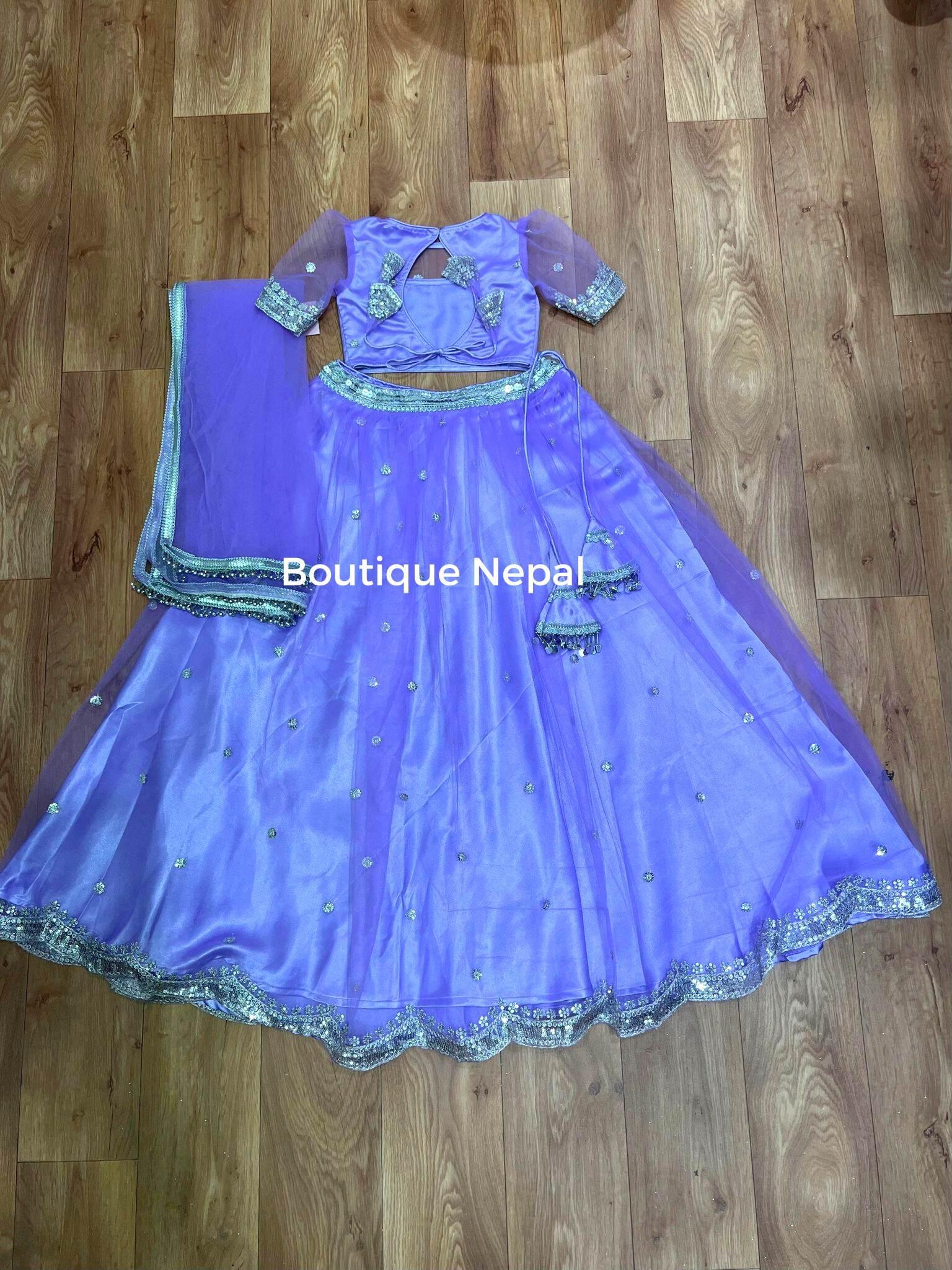 Lavender kids lehenga set - Boutique Nepal