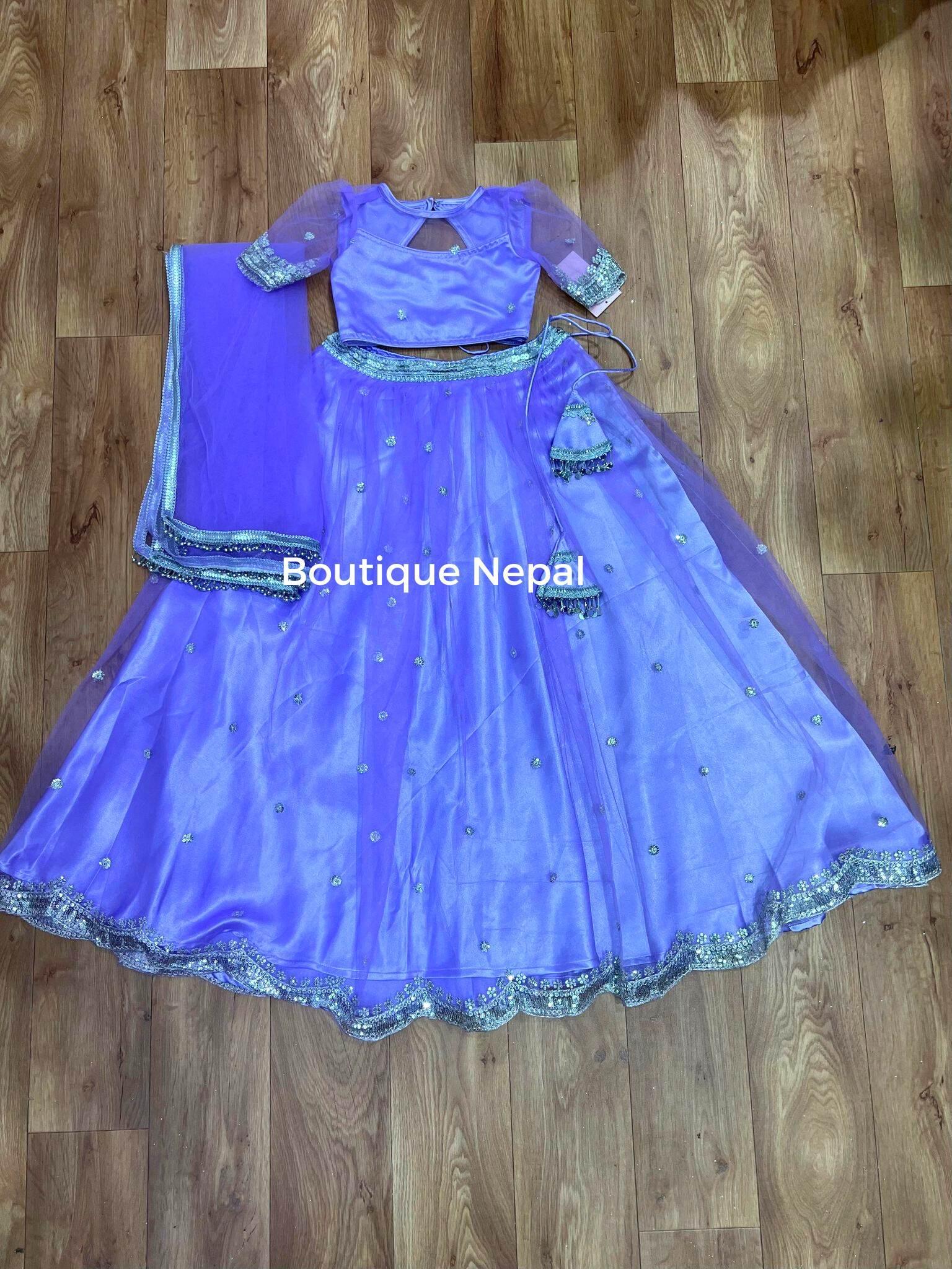 Lavender kids lehenga set - Boutique Nepal