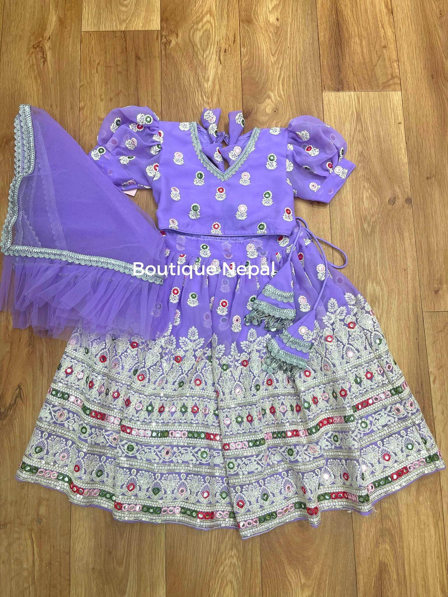 Lavender kids lehenga set - Boutique Nepal Au