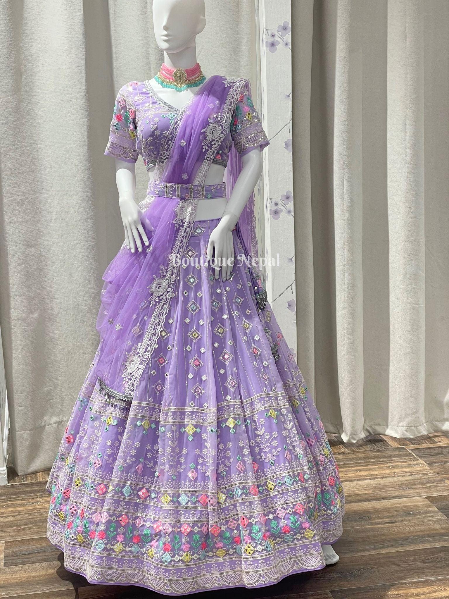 Lavender Ranimaya Lehenga Choli Set - Boutique Nepal