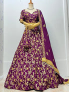 Lehenga Choli Set In Dark Purple - Boutique Nepal