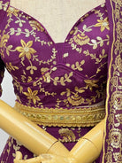 Lehenga Choli Set In Dark Purple - Boutique Nepal