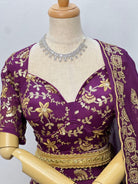 Lehenga Choli Set In Dark Purple - Boutique Nepal