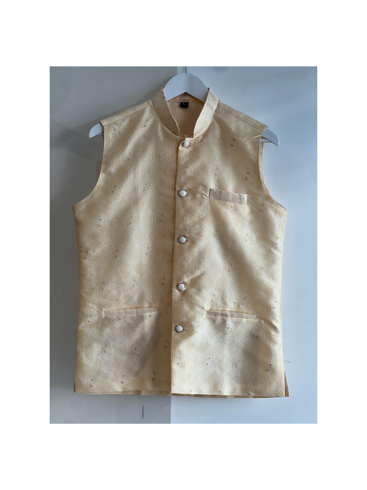 Light Gold Color Nehru Waistcoat - Boutique Nepal