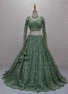 Light Green Lehenga Choli Set Hand Embrodery - Boutique Nepal