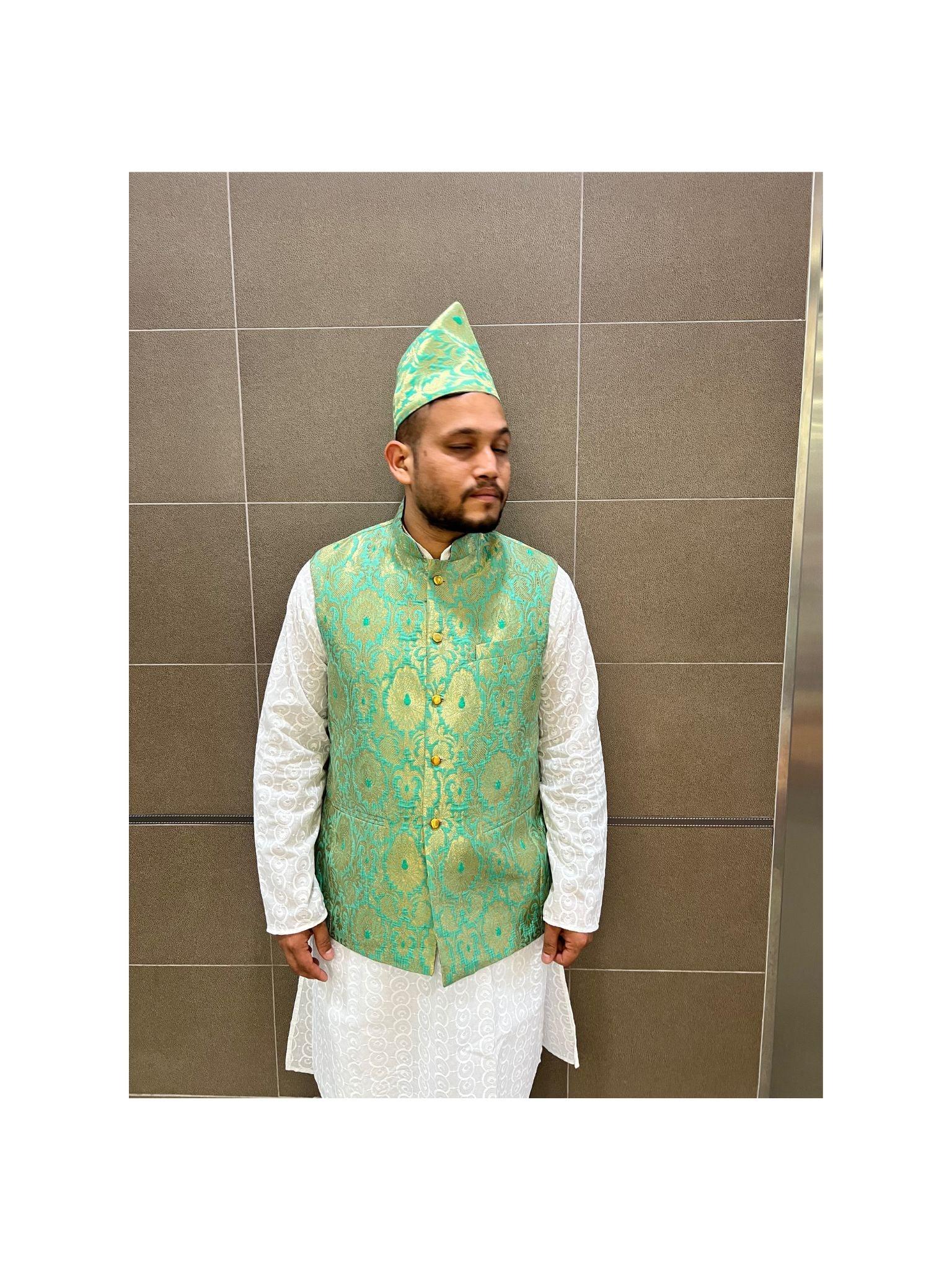 Light Parrotgreen Nehru Jacket - Boutique Nepal