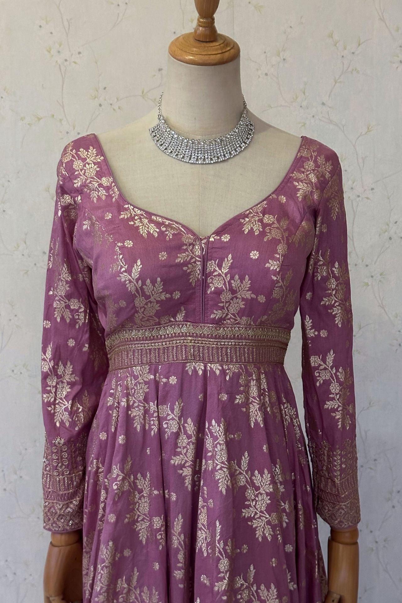 Light Purple Dolasilk anarkali Set - Boutique Nepal