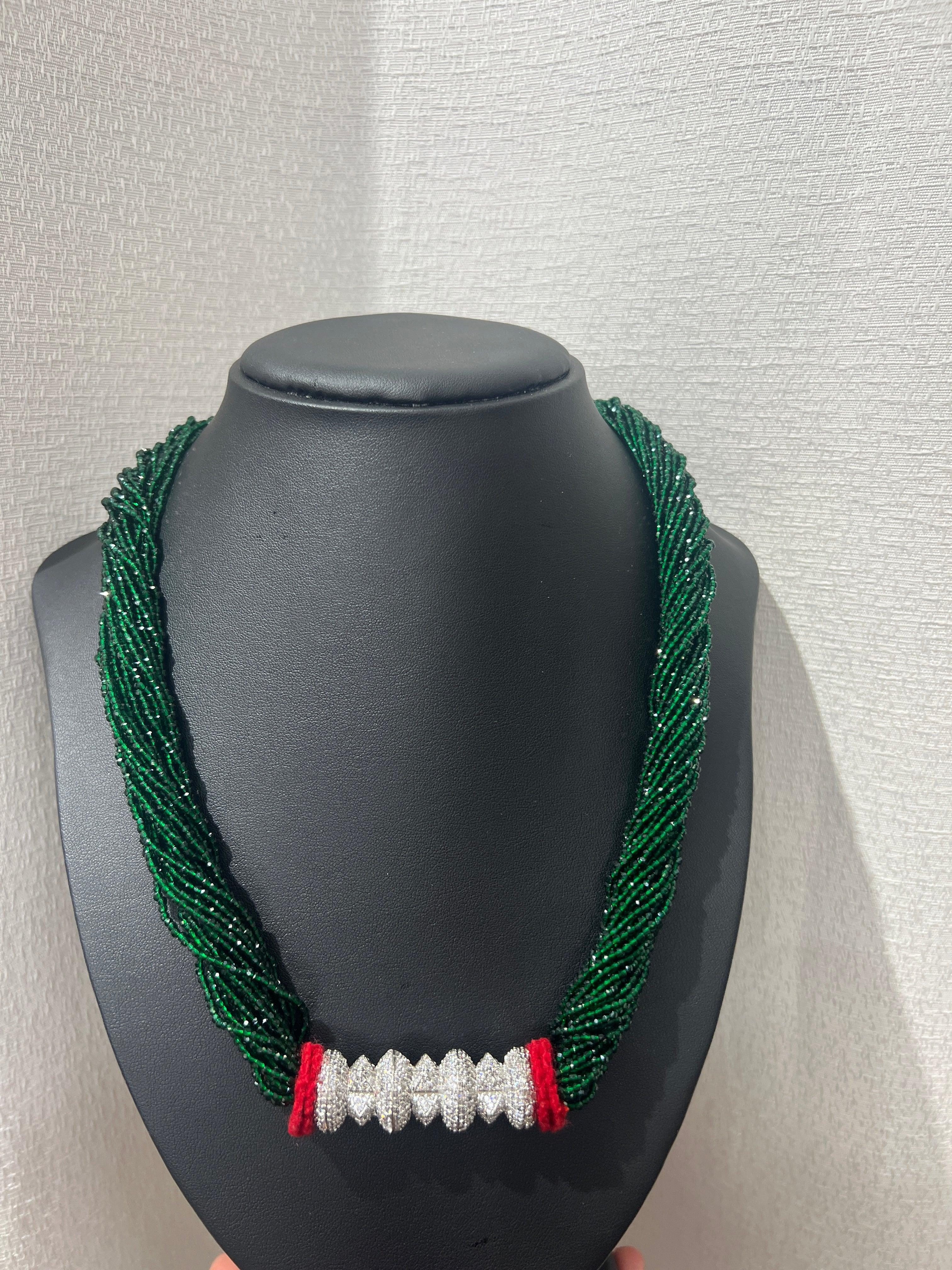 Maili Tilahari Green with American Diamond - Boutique Nepal