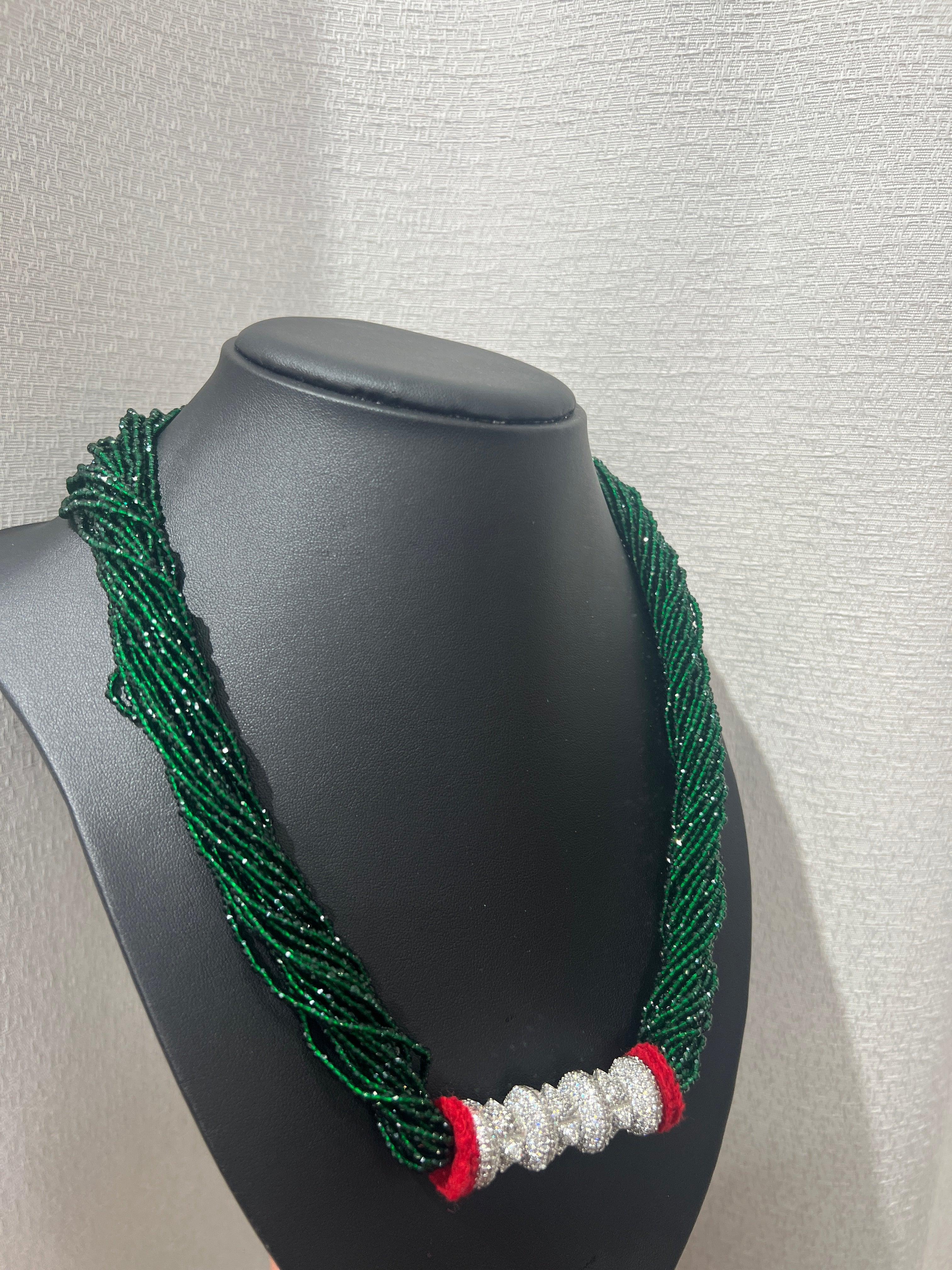 Maili Tilahari Green with American Diamond - Boutique Nepal