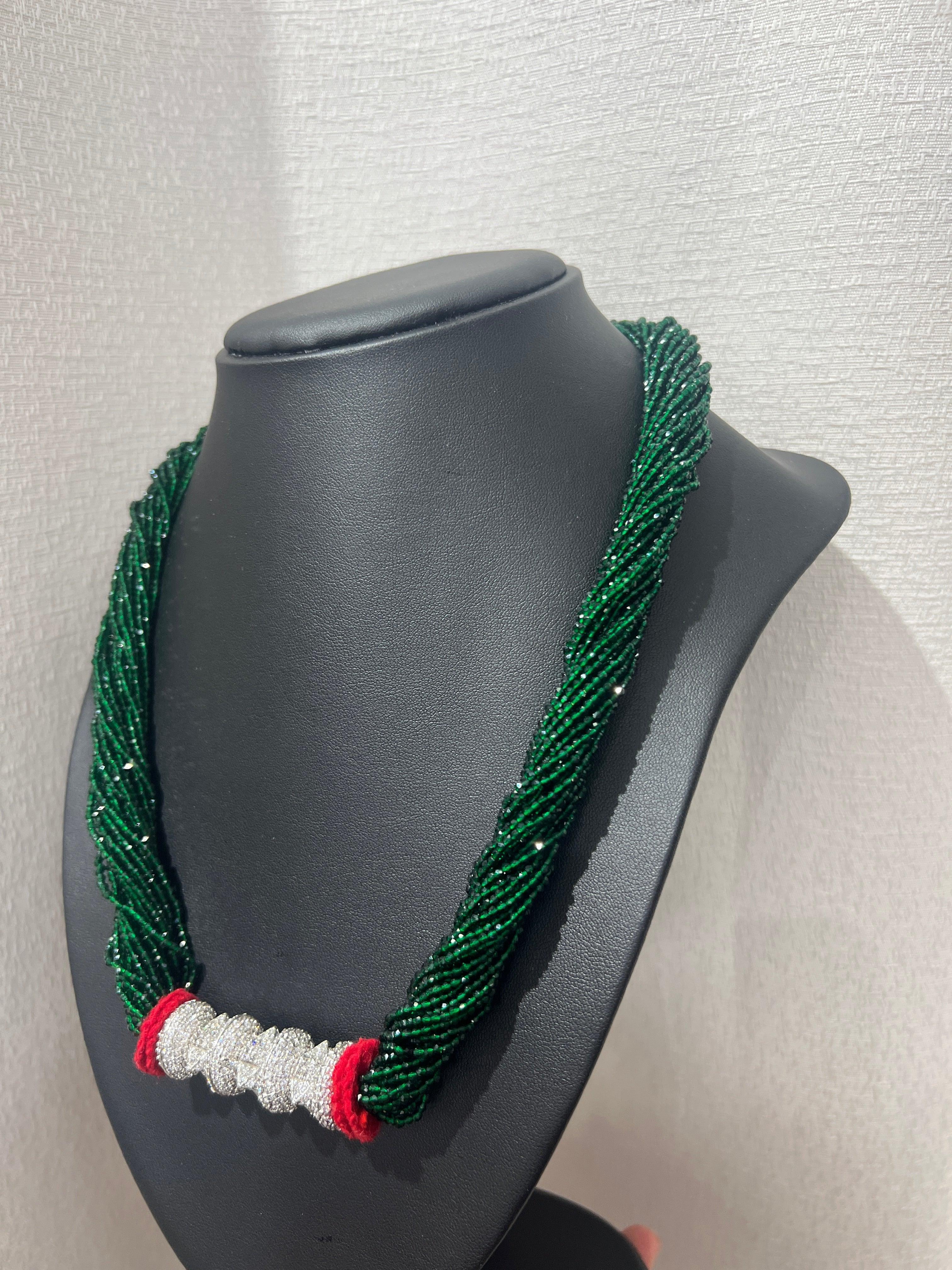 Maili Tilahari Green with American Diamond - Boutique Nepal