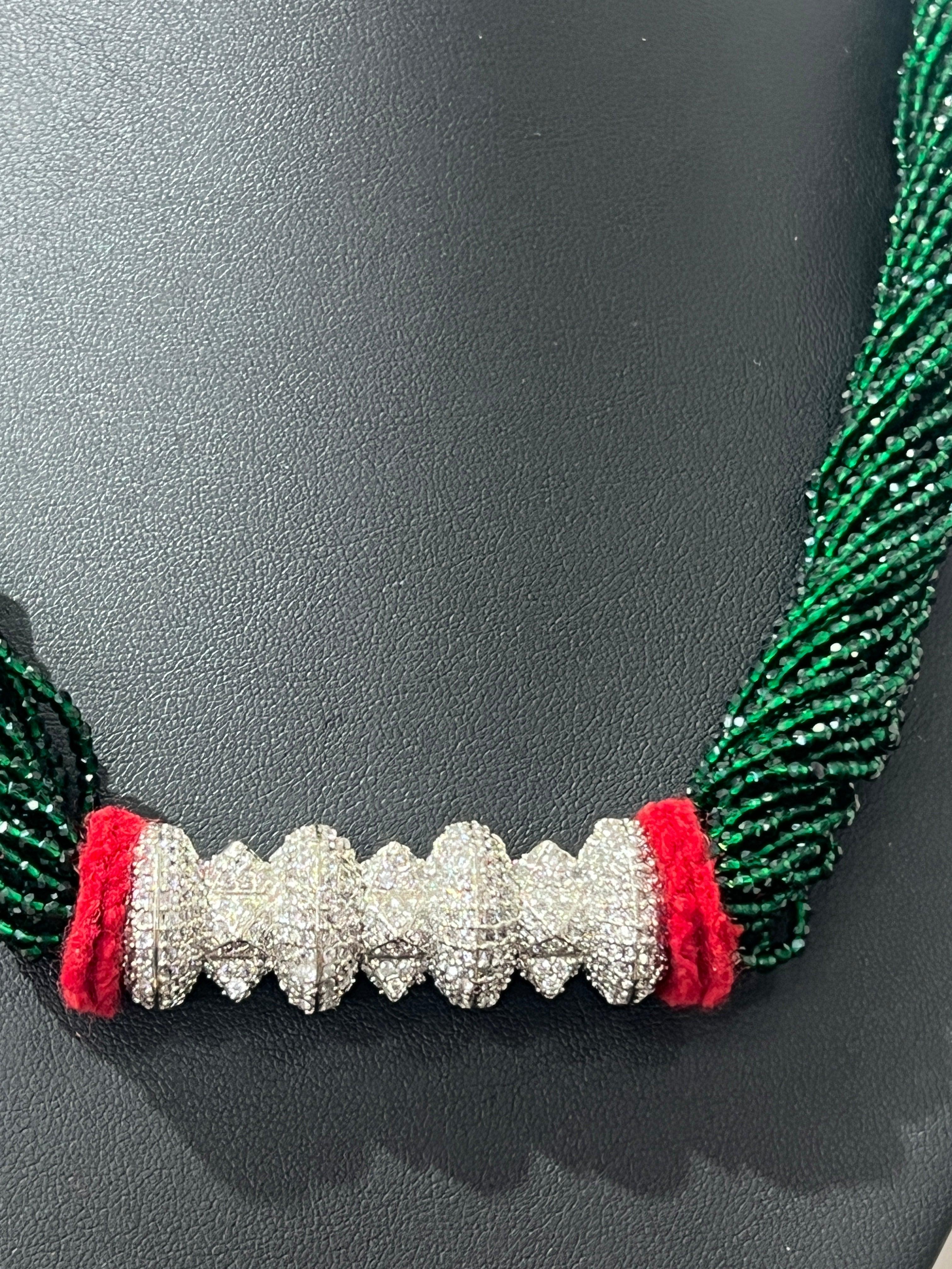 Maili Tilahari Green with American Diamond - Boutique Nepal