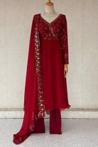 Maroon Anarkali Suit Set - Boutique Nepal