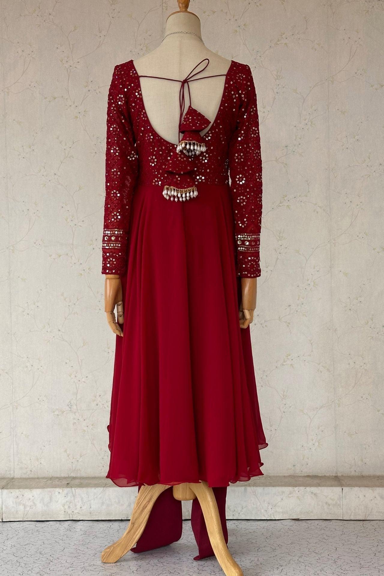 Maroon Anarkali Suit Set - Boutique Nepal