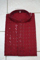 Maroon Chikankari Kurta Set - Boutique Nepal