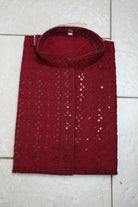 Maroon Chikankari Kurta Set - Boutique Nepal