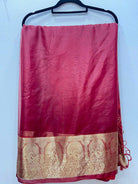 Maroon Gold Foil Print Saree - Boutique Nepal