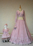 Matching Mother-Daughter Lehenga Choli Set In Light Pink - Boutique Nepal