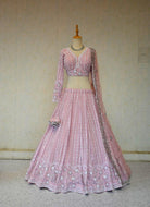 Matching Mother-Daughter Lehenga Choli Set In Light Pink - Boutique Nepal