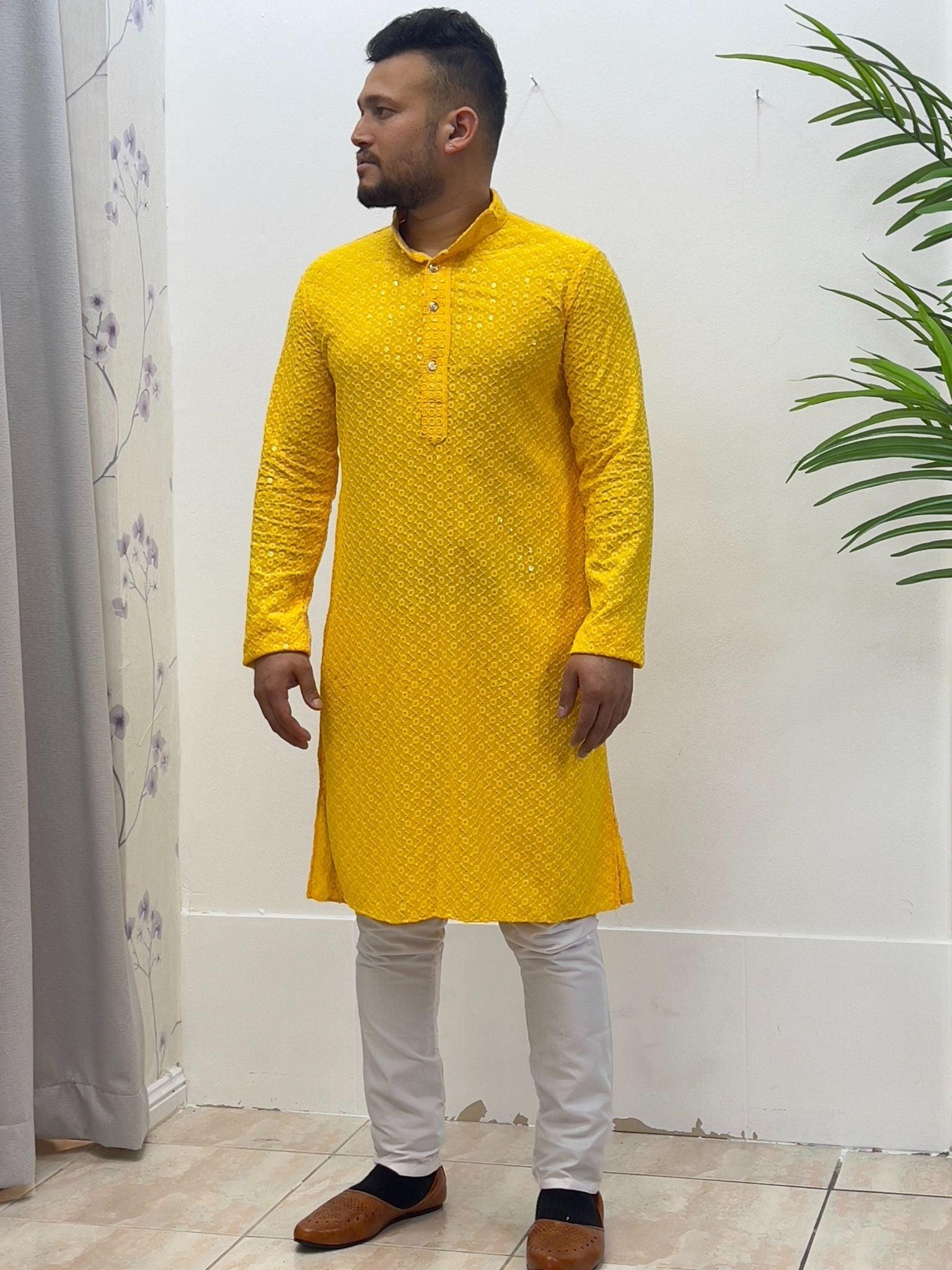 Men's Kurta Pajama Yellow - Boutique Nepal