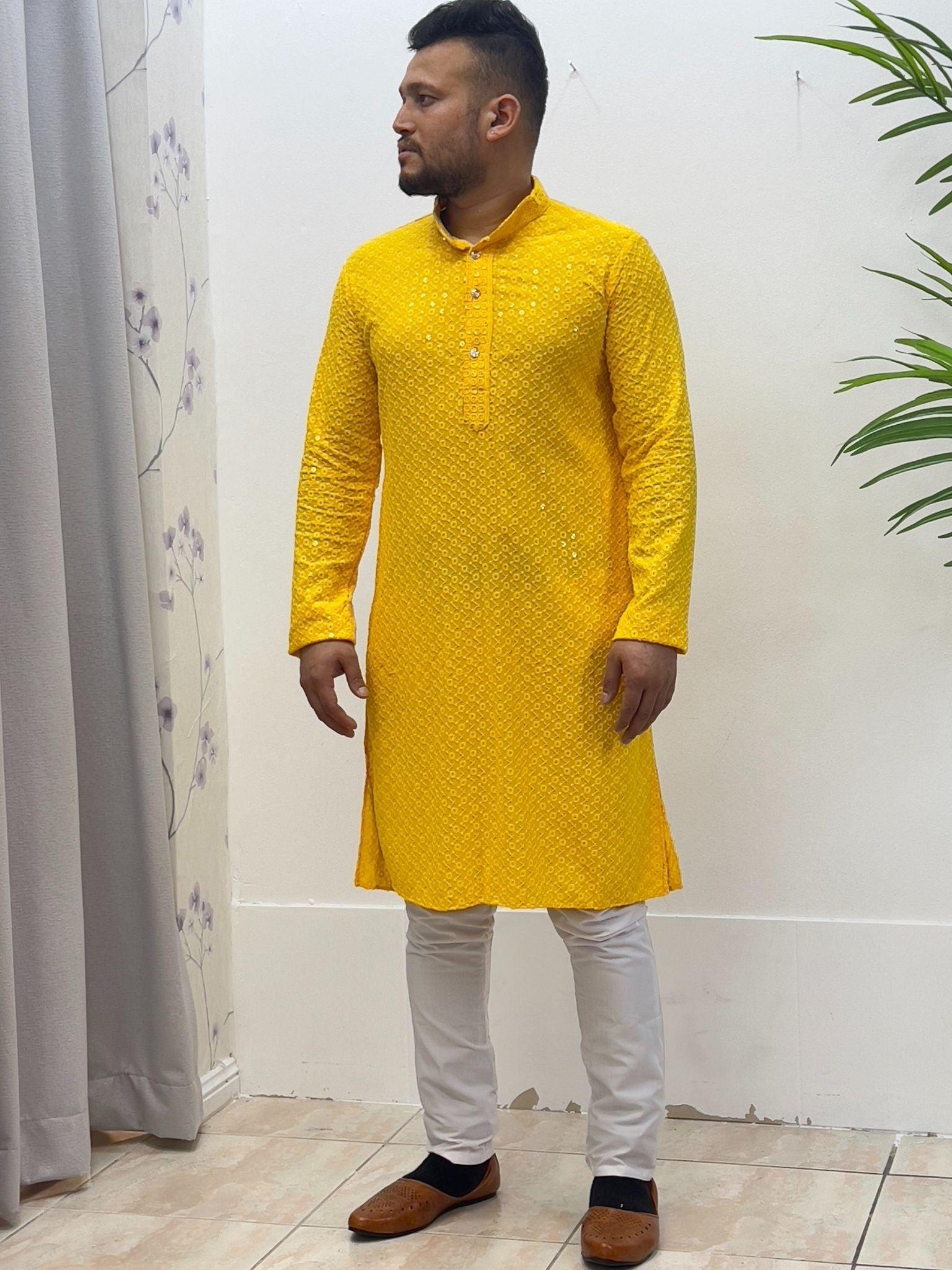 Men's Kurta Pajama Yellow - Boutique Nepal