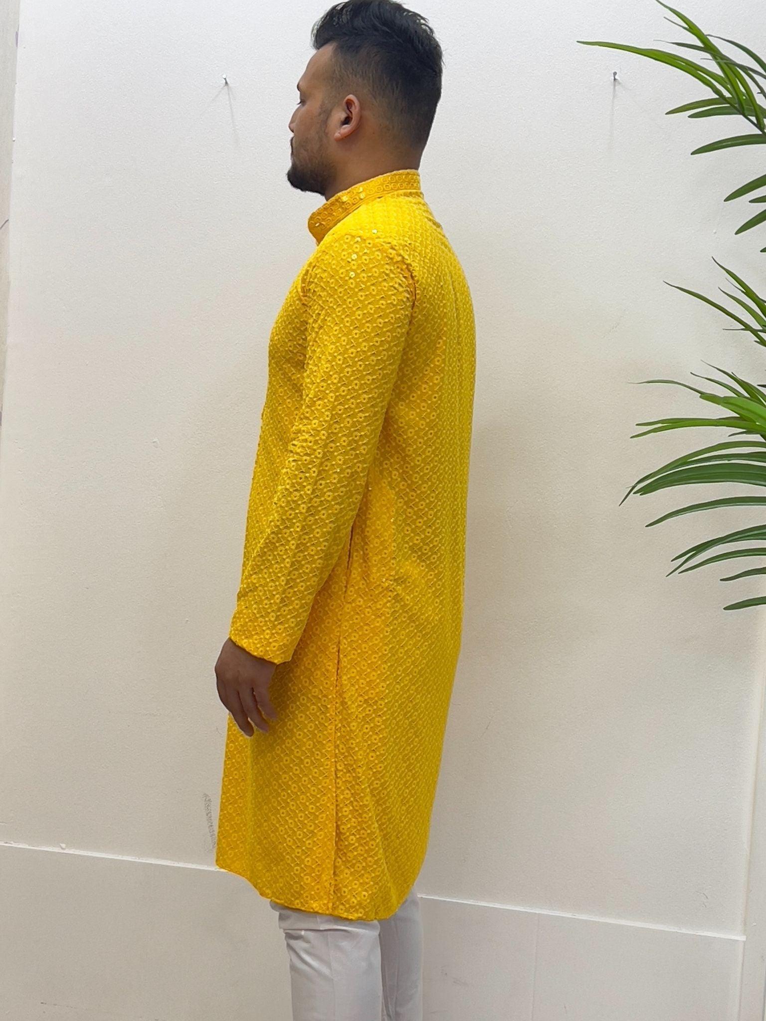 Men's Kurta Pajama Yellow - Boutique Nepal