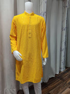 MEN'S KURTA Set CHIKANKARI WORK Yellow - Boutique Nepal