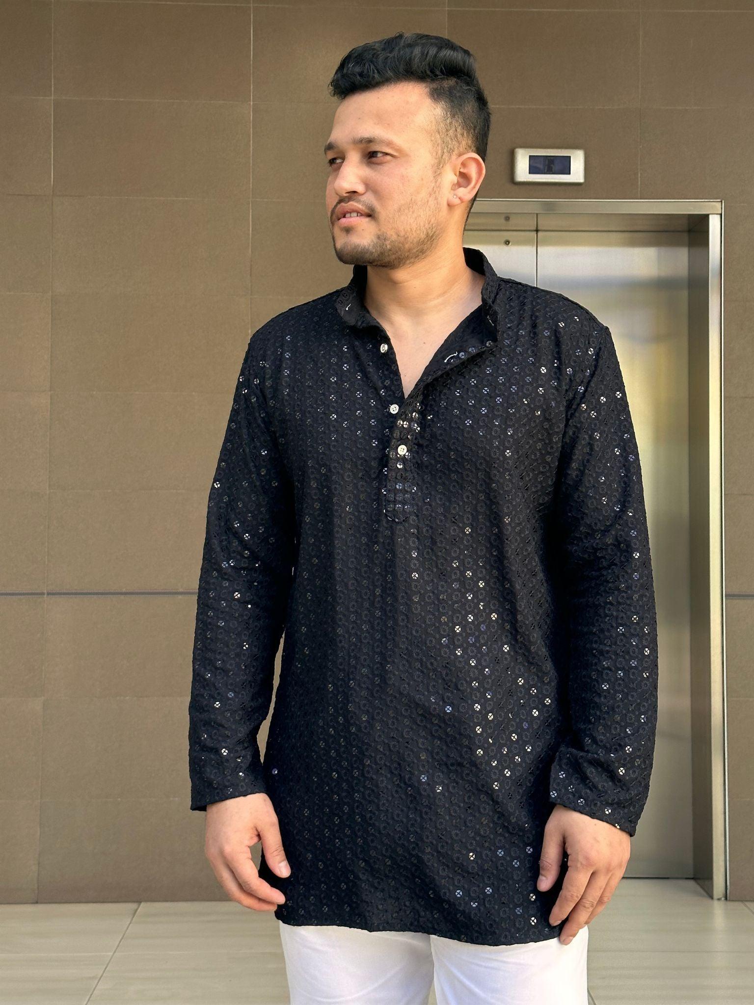 MShort Kurta For Men in Black Boutique Nepal