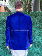 Men's Velvet Blazer In Blue - Boutique Nepal