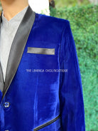 Men's Velvet Blazer In Blue