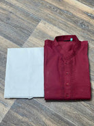 Mens Cotton Kurta In Burgundy Size 36 - Boutique Nepal