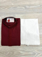 Mens Cotton Kurta In Maroon - Boutique Nepal