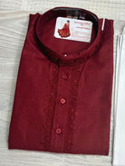 Mens Cotton Kurta In Maroon - Boutique Nepal