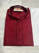 Mens Cotton Kurta In Maroon - Boutique Nepal Au