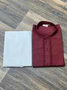 Mens Cotton Kurta In Maroon Size 36 - Boutique Nepal