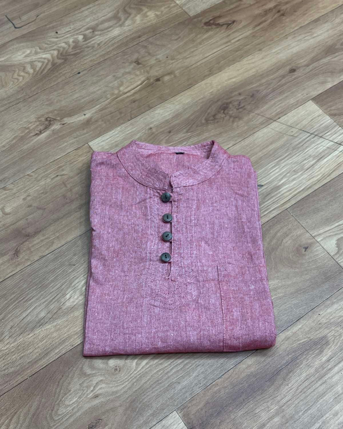 Mens Cotton Top in Red Mix - Boutique Nepal