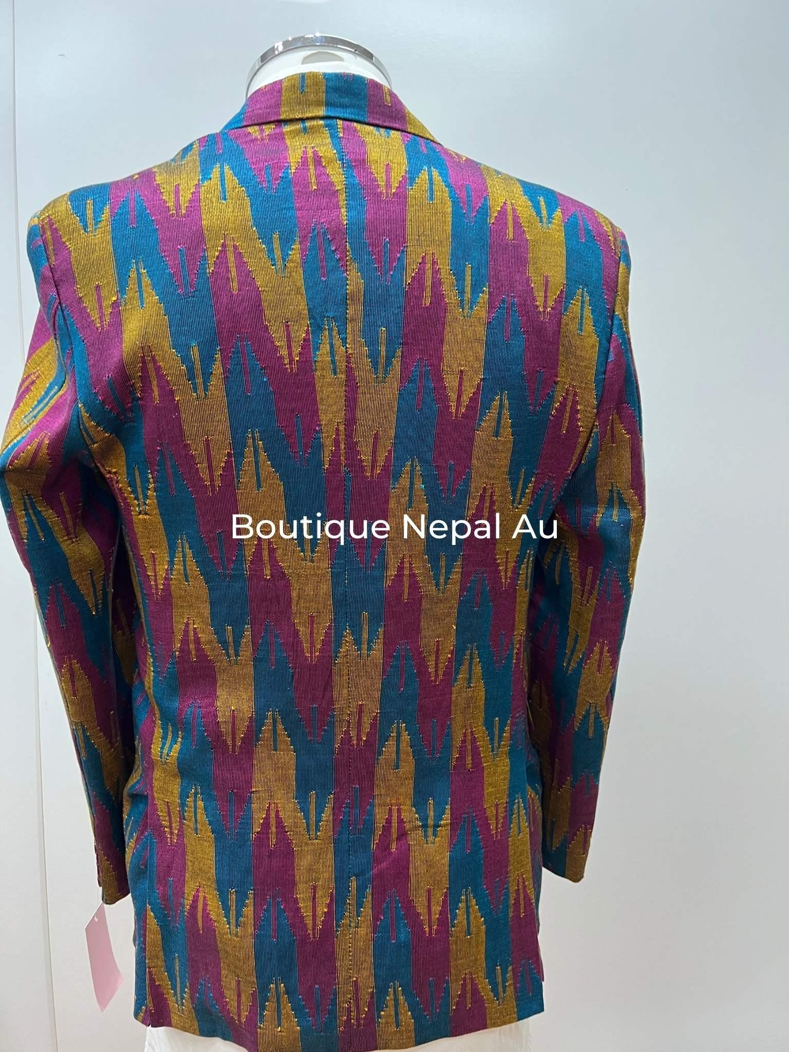 Mens Dhaka Blazer In Red and Yellow - Boutique Nepal Au