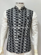 Mens Dhaka Waitcoat In Black - Boutique Nepal Au