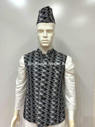 Mens Dhaka Waitcoat In Black - Boutique Nepal Au