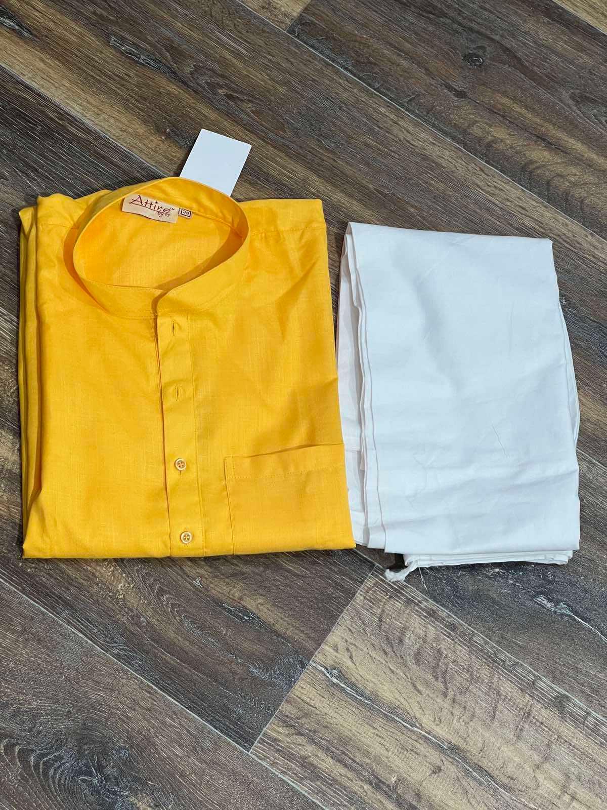 MENS KURTA & PYJAMA SET IN YELLOW - Boutique Nepal