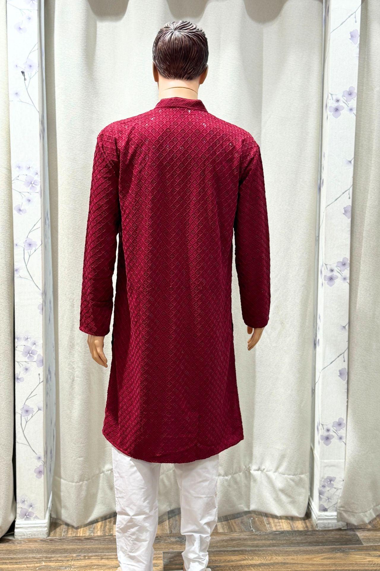 Mens Kurta Chikan Work - Boutique Nepal