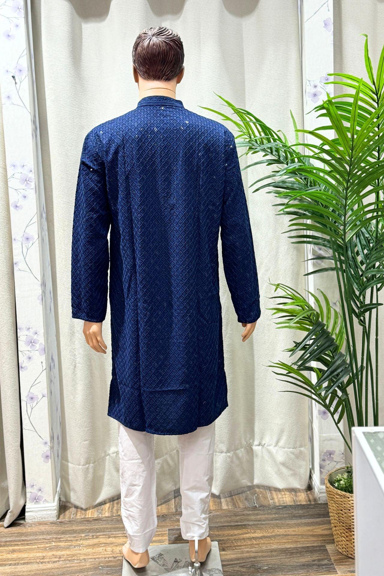 Mens Kurta Chikan Work - Boutique Nepal