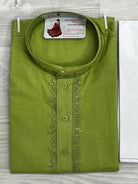 Mens Kurta In Parrot Green - Boutique Nepal