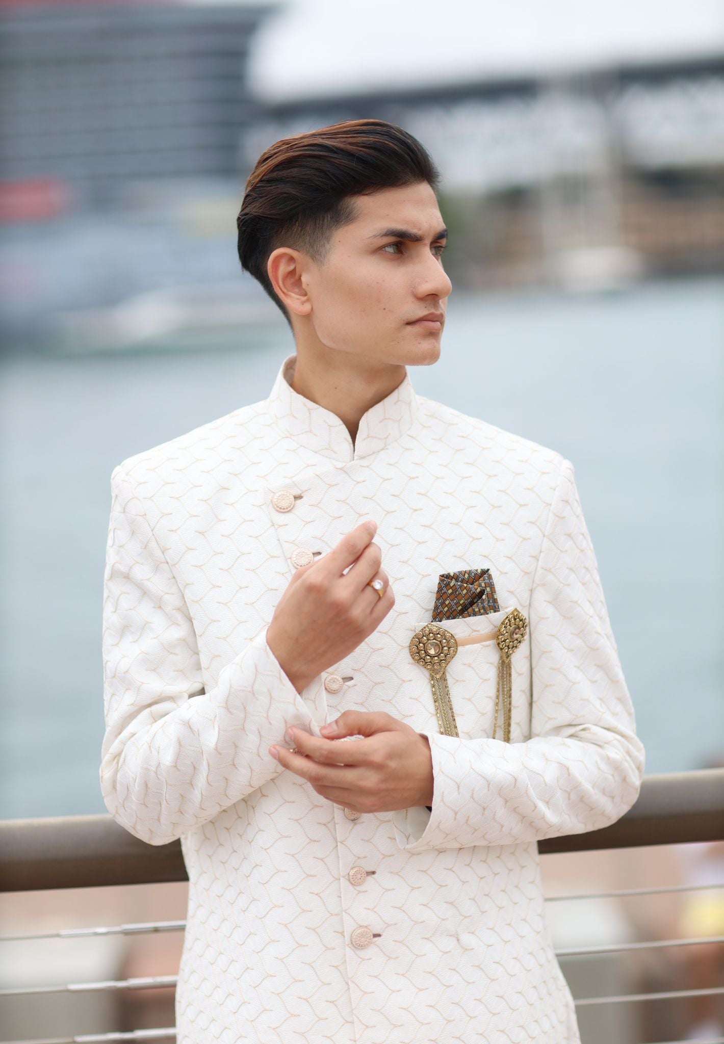 Mens Sherwani In White - Boutique Nepal